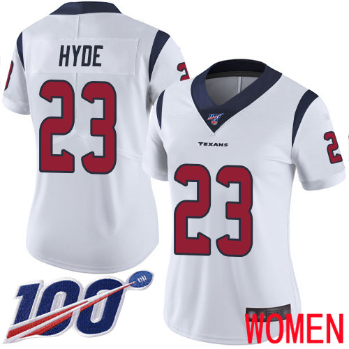 Houston Texans Limited White Women Carlos Hyde Road Jersey NFL Football 23 100th Season Vapor Untouchable